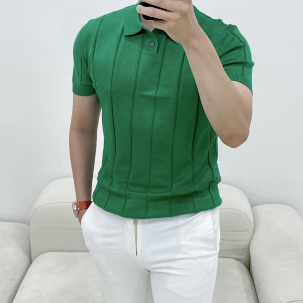 여름 머슬핏 카라 반팔티셔츠 / 검정 곤색 흰색 초록 빨강