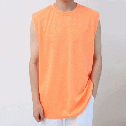 여름 형광 민소매 나시티셔츠 / 컬러 검정 흰색 주황 형광핑크 형광노랑 형광연두