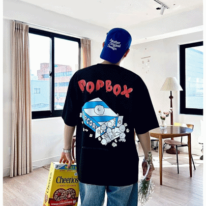 피크닉 오버핏 팝콘 반팔티셔츠